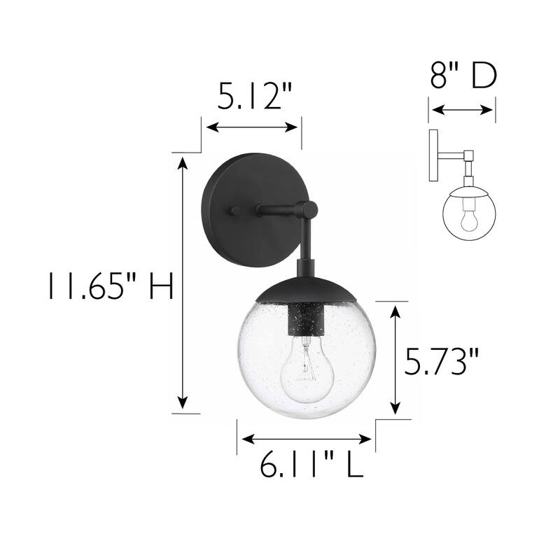 Gracelyn Modern Indoor Dimmable 1-Light Wall Light - Matte Black