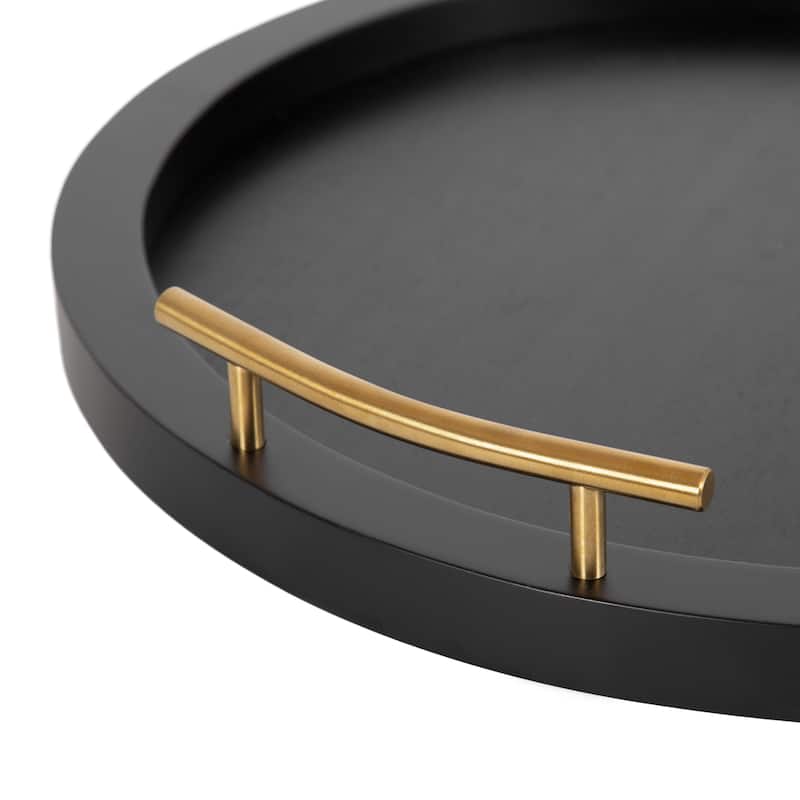 Kate and Laurel Halsey Wood Round Decorative Tray