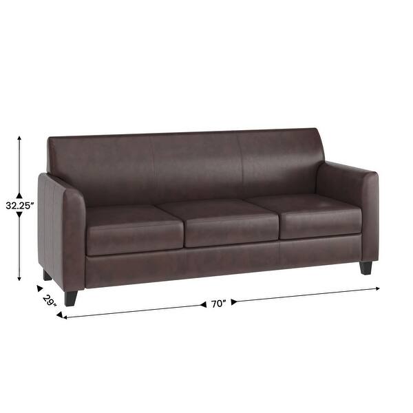 dimension image slide 2 of 4, LeatherSoft Sofa with Clean Line Stitched Frame - 70"W x 29"D x 32.25"H