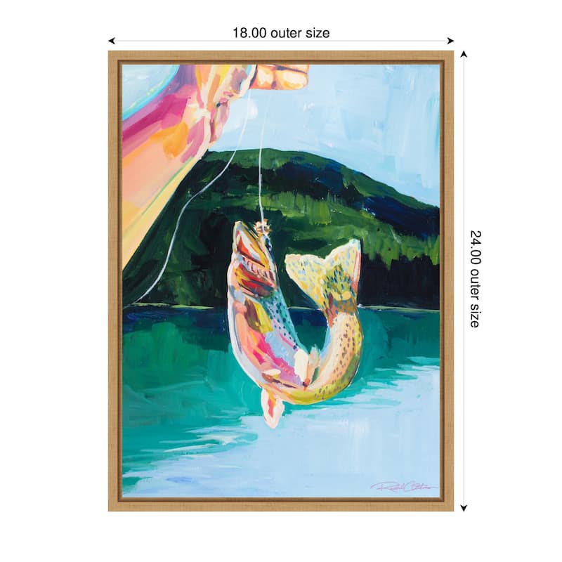 Kate and Laurel Sylvie Rainbow Catch Framed Canvas by Rachel Christopoulos