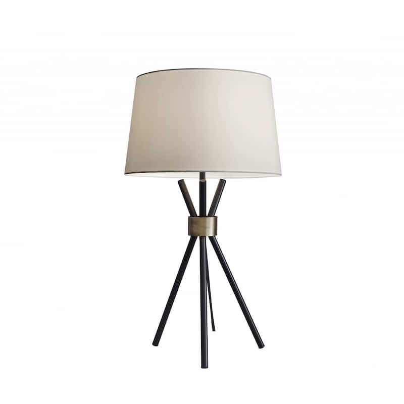 Black Metal Tripod Leg with Antique Brass Accent Table Lamp - 14.5 x 10.75 x 25.5