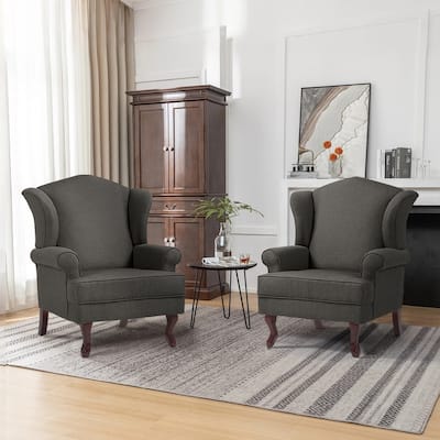 Elegant Living Room Wing Back Arm Chair Upholstered Accent Chair