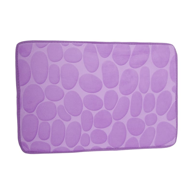 Non-Slip Bathroom Rugs, Polyester Bath Mat, Machine Washable Purple Cobblestone Pattern 23.62"x15.75"