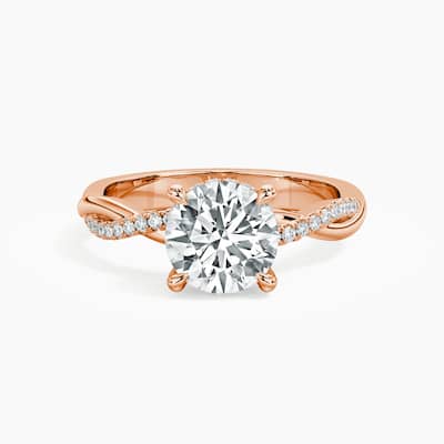 Auriya 14kt Rose Gold Lab Grown Round Diamond Classic Dainty Twist Hidden Halo Engagement Ring (F-G, VS)