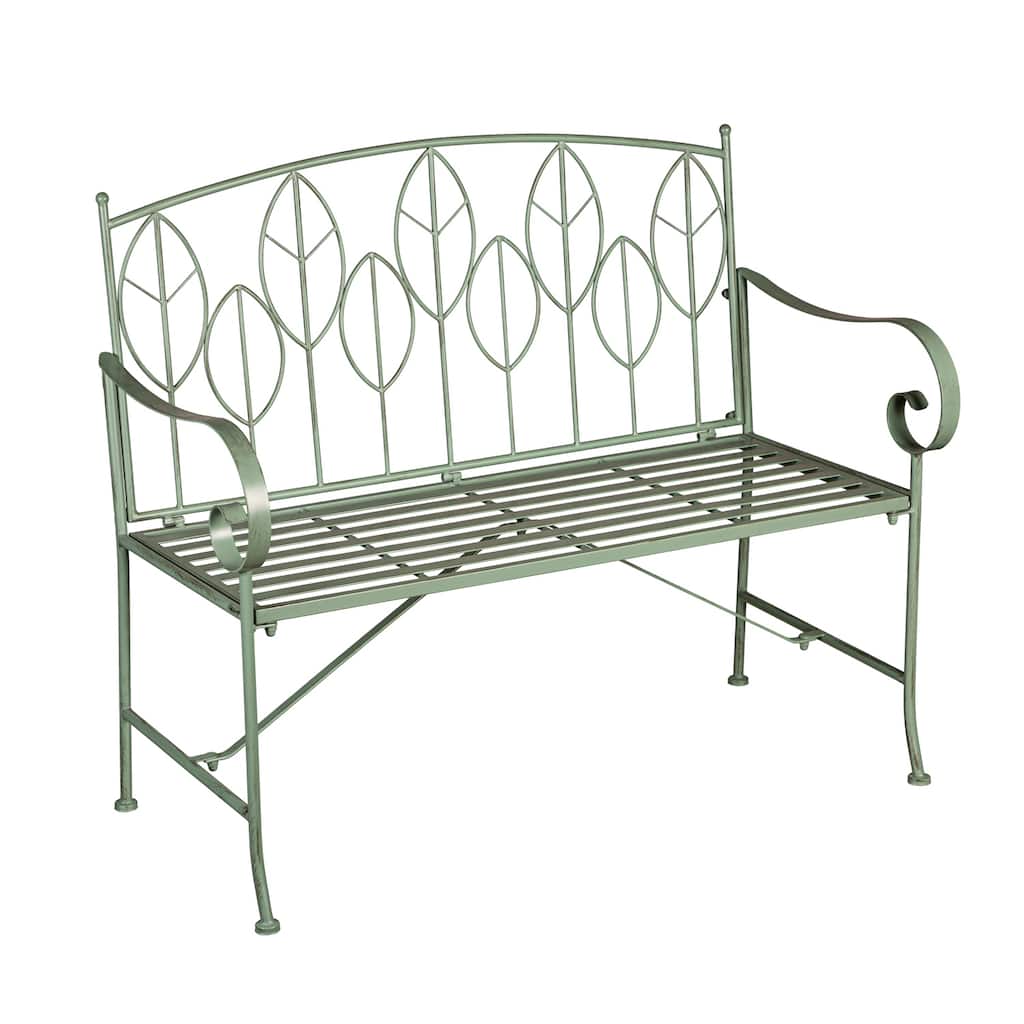 42 in. Sage Leaf Metal Garden Bench - 42 in