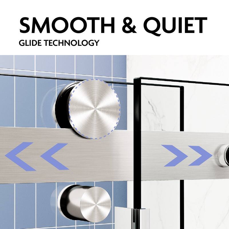 Glassic SI Series 62" - 66" W x 75" H Contemporary Frameless Single Sliding Shower Doors With 3/8" Clear Tempered Glass