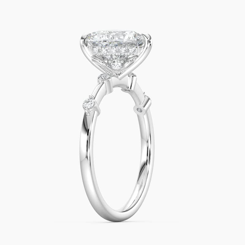 Auriya 14k Gold Petite Diamond Station Heart Lab Grown Hidden Halo Engagement Ring 1.00 to 5.00 ct. tw.(F-G, VS)