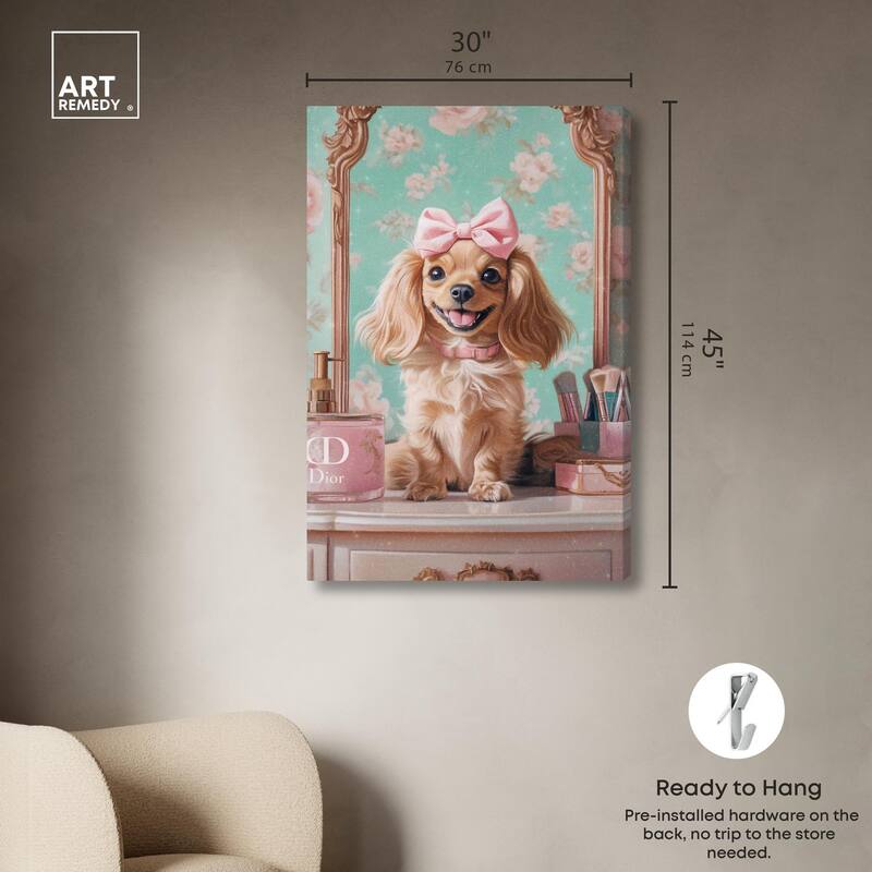 Cute Doxxie at the Vanity Canvas by Art Remedy, Gallery Wrapped