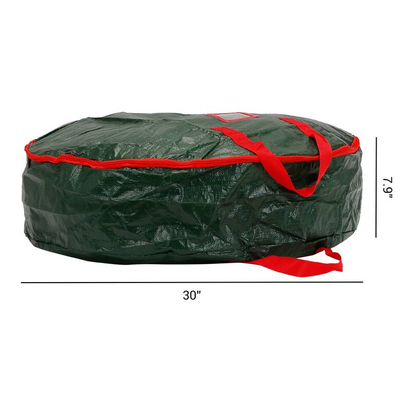 1 Pack Foldable Round Waterproof Storage Bags with Handles, Moving Bags for Clothes, Comforters, Closet Organizers - Green - 30*8in