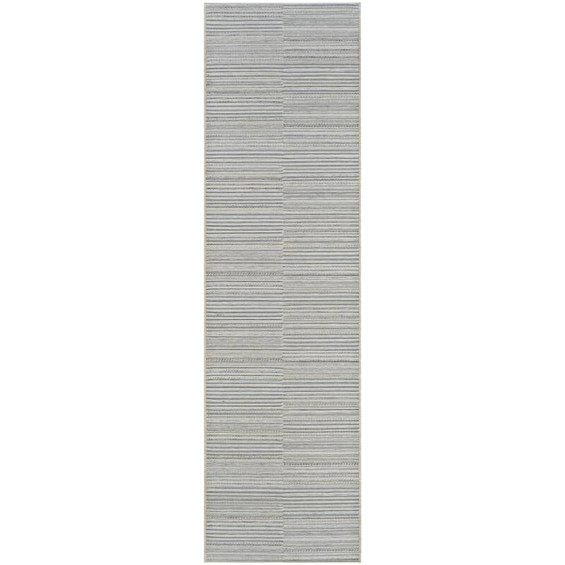 Vector Kennedy Indoor/ Outdoor Area Rug - 2'3" x 11'9" Runner - Gold/Blue