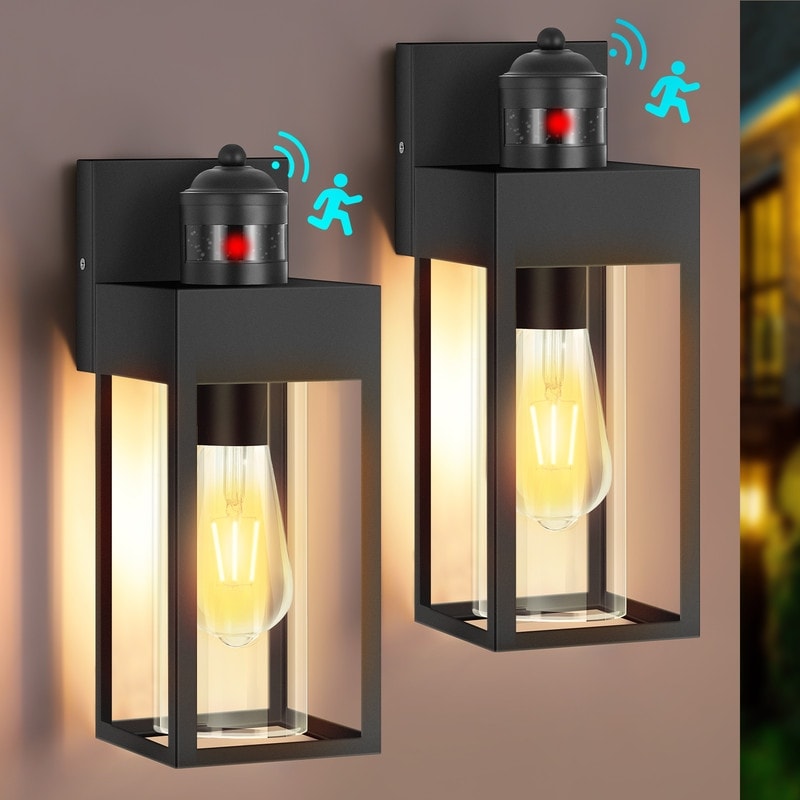 Smart Security Black Motion-Sensor Wall Lights for Your Outdoor Space 2-Pack