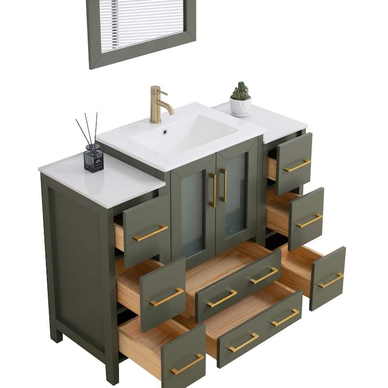 Vanity Art 48 in. Single Sink Bathroom Vanity with Top and Mirror - 48 X 18.1 X 35.8
