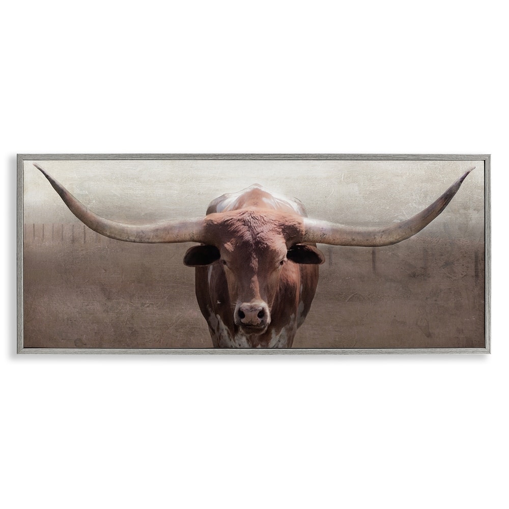 Stupell Rustic Western Longhorn Framed Giclee Art Design By Carol Robinson