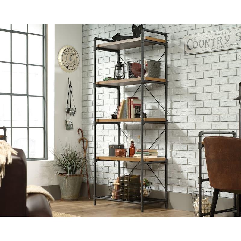 Iron City Tall Bookcase - Checked Oak