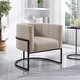 preview thumbnail 1 of 4, Upholstered Linen Accent Chair with Black Metal Stand,Mid-Century Living Room Leisure Chair with Curve Backrest Khaki