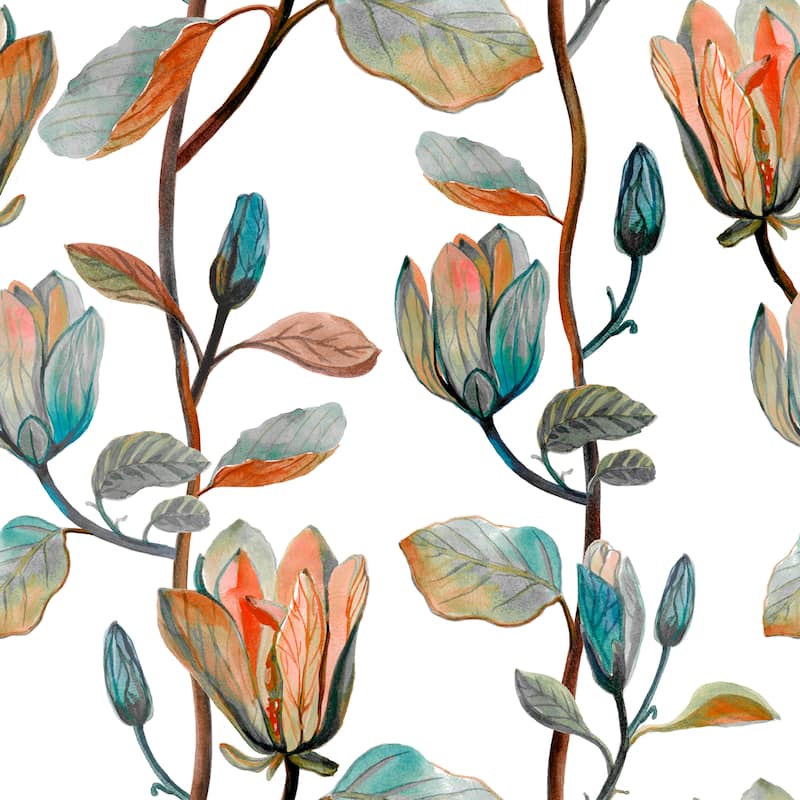 Watercolor Magnolia Flower Peel and Stick Wallpaper - 24'' W x 10' L