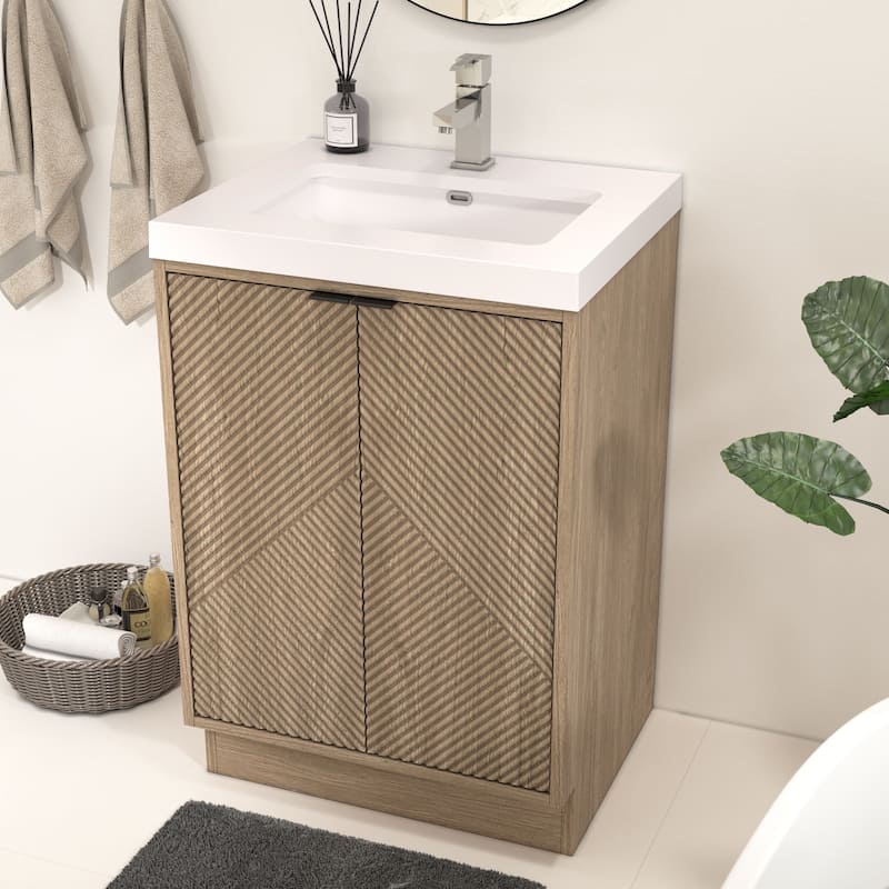 Milano 24" Freestanding Bathroom Vanity with White Acrylic Sink