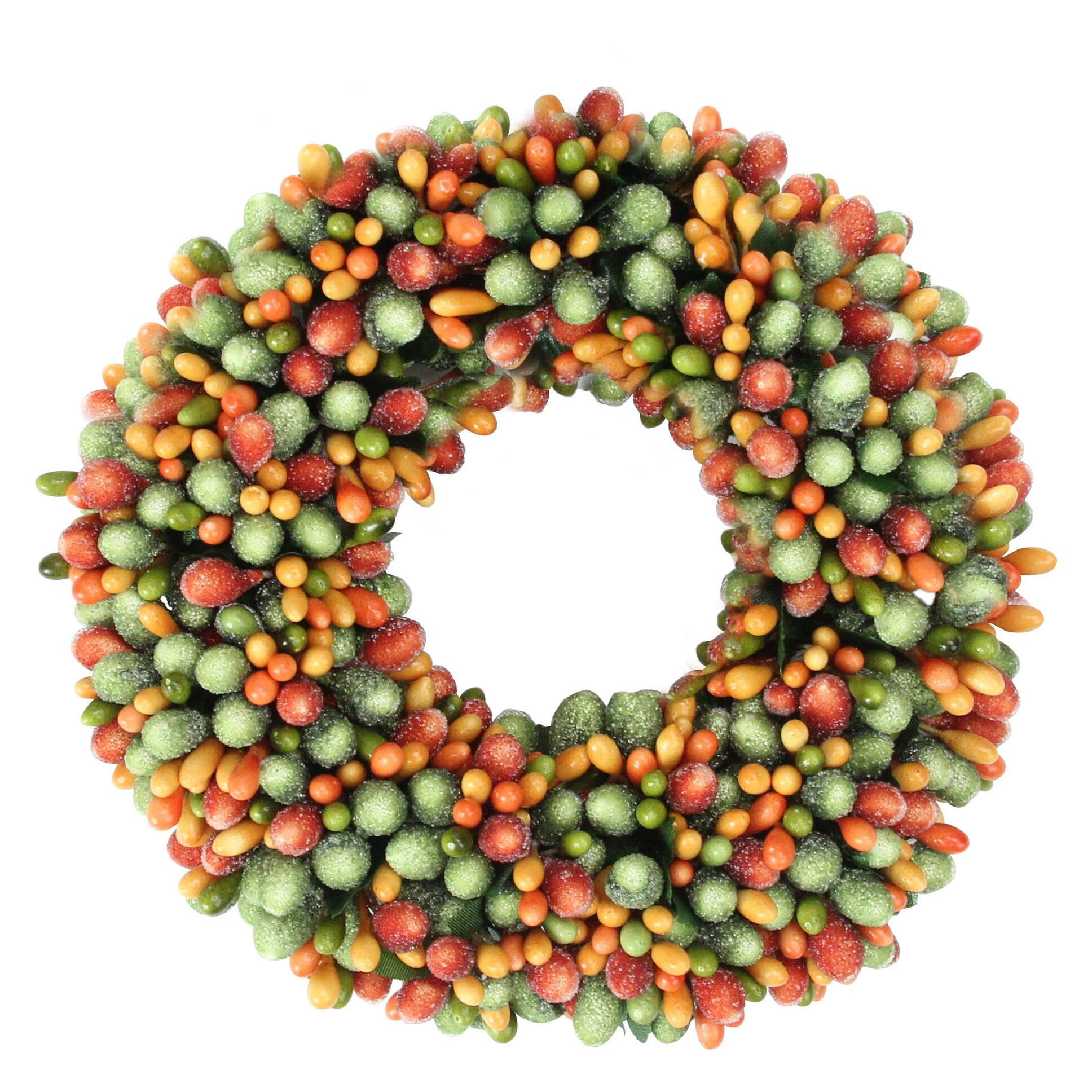 Shop 6 5 Green And Orange Fall Autumn Thanksgiving Berry Candle Ring Overstock 23446208