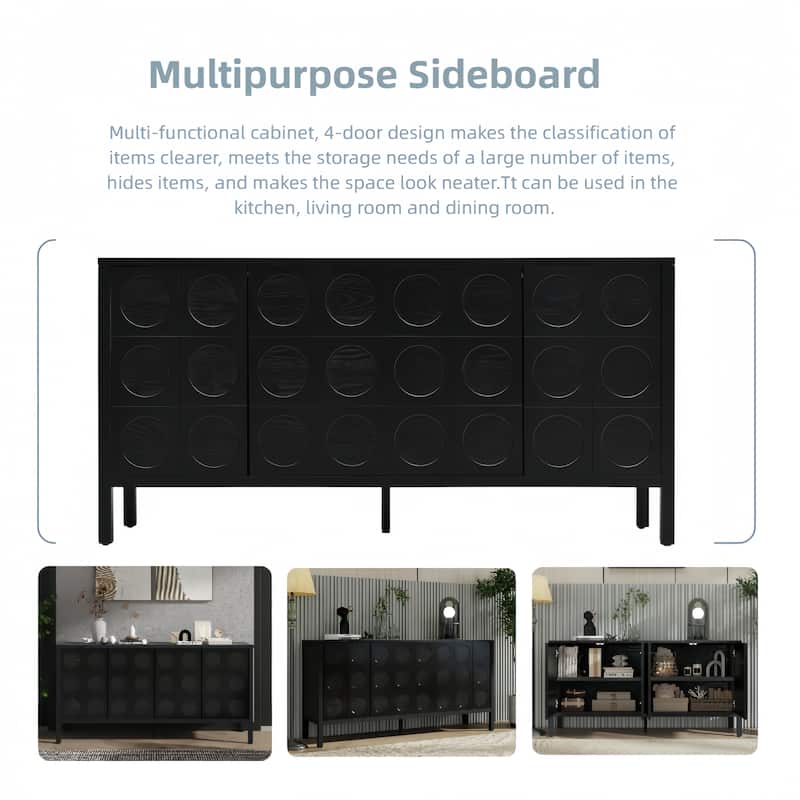 Storage Sideboard Cabiney with Unique Geometric Circle Door Design