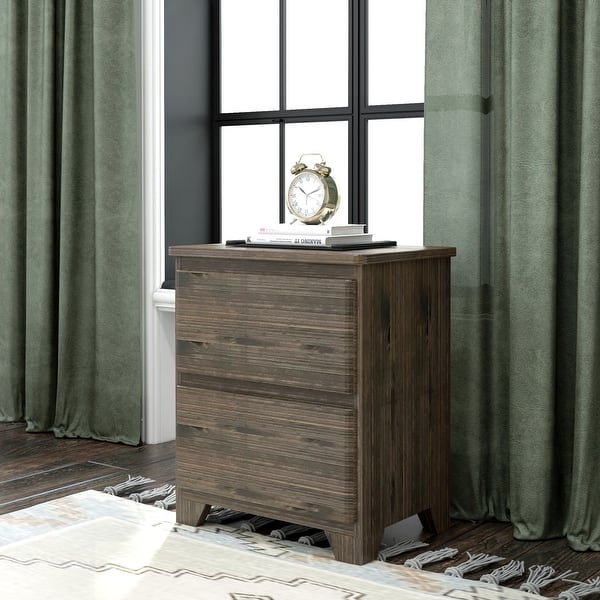 slide 2 of 9, Max and Lily Farmhouse Nightstand with 2 Drawers Barnwood Brown - 22" L x 15.8" W x 26.5" H