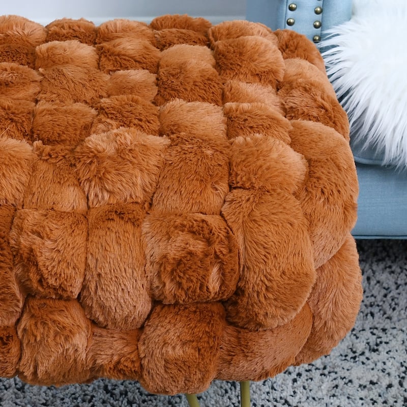Soft Fauxfur Pouf Stool Ottoman Fuzzy Entryway Bench Seat 27"x20"x19"