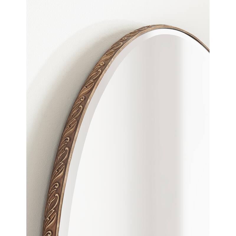 Kate and Laurel Elmora Leaf Embossed Oval Wall Mirror - 23x32