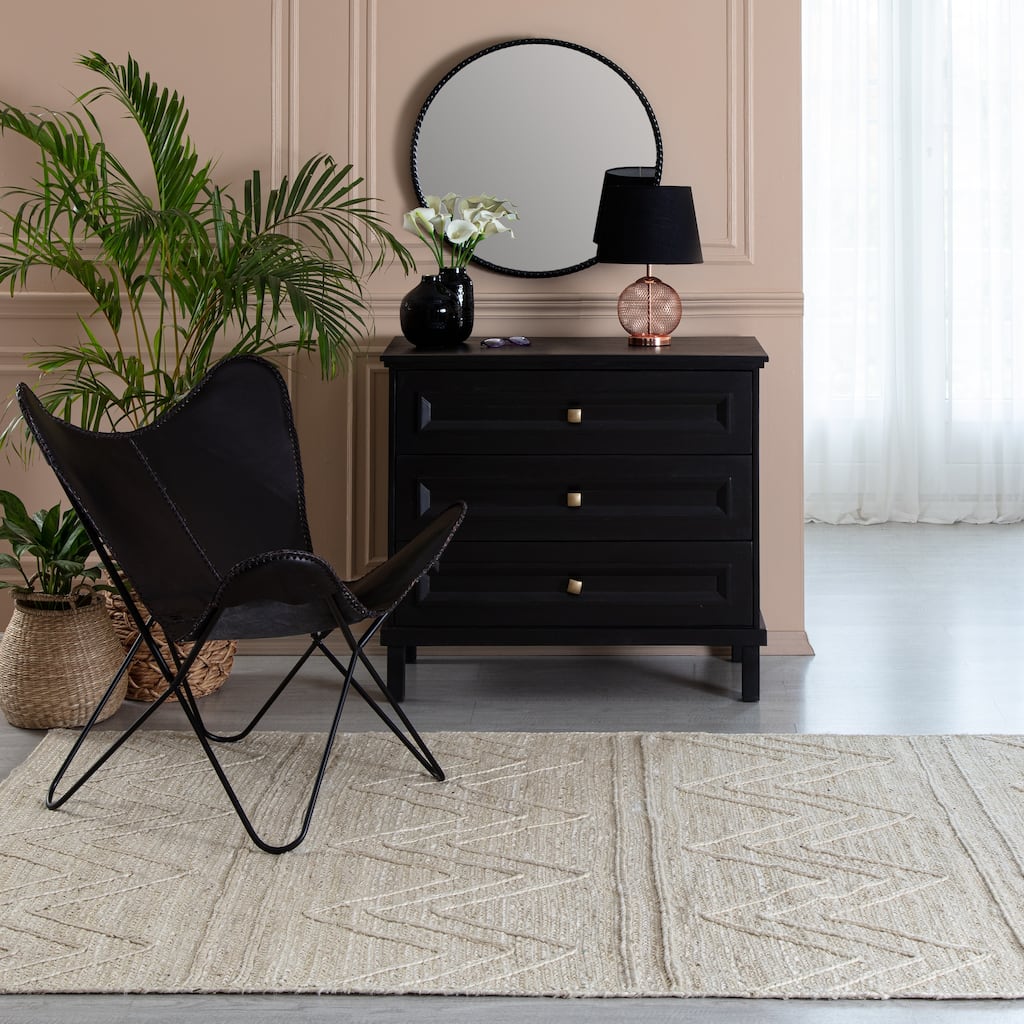 Jani Kresty Ivory Chevron Braided Area Rug - Elegant and Stylish Design
