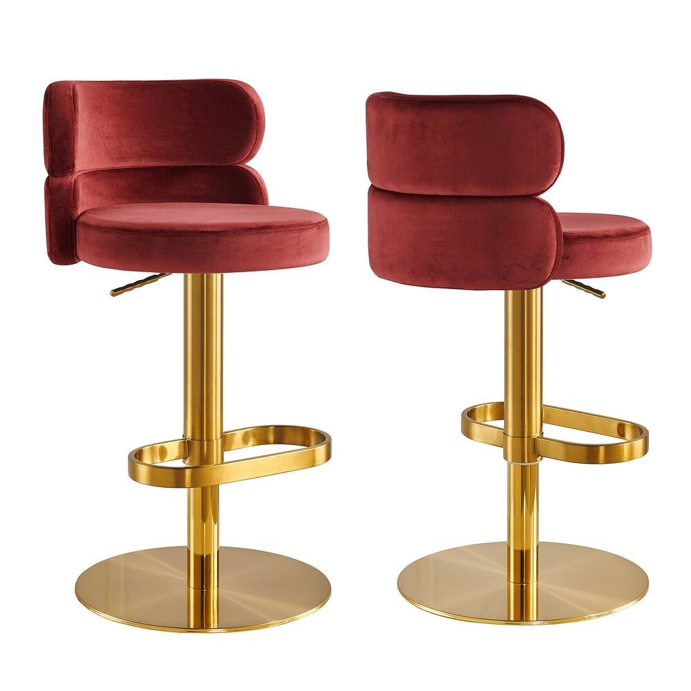 CAROCC Bar Stools Adjustable Armless velvet Barstool（1 pcs）