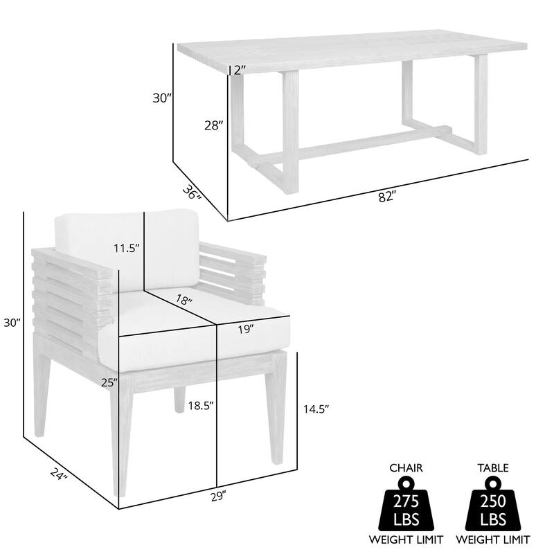 Vivid Solid Eucalyptus Wood Outdoor Patio 5 Piece Dining Set with Olefin Cushions
