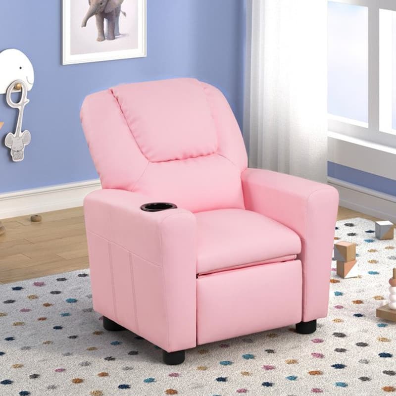 PU Leather Kids Recliner Chair with Cup Holder