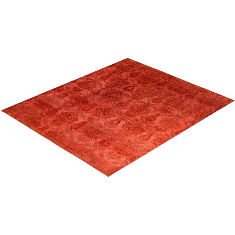Overdyed, One-of-a-Kind Hand-Knotted Area Rug - Red - 8' 2" x 9' 8"