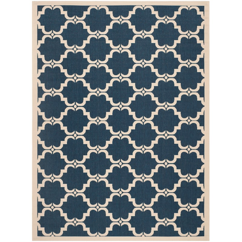 SAFAVIEH Courtyard Charleen Indoor/ Outdoor Waterproof Patio Backyard Rug - 8' x 11' - Navy/Beige