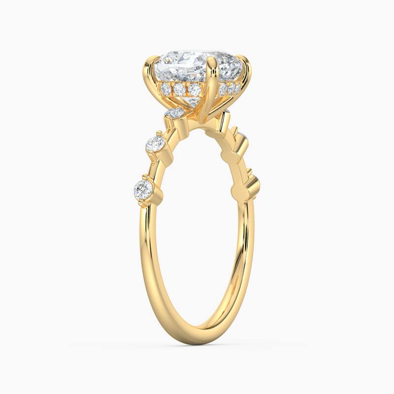 Auriya 14k Gold Cushion Lab Grown Diamond Station Hidden Halo Engagement Ring 1.00 to 5.00 ct. tw. (F-G, VS)
