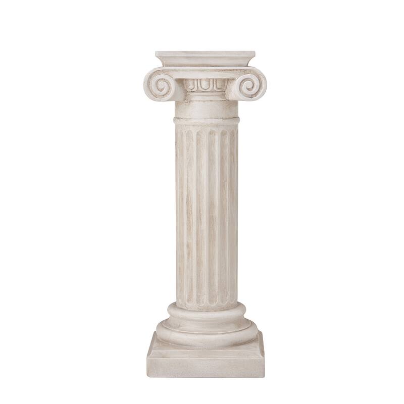 Christopher Knight Home -Saffron Outdoor Handcrafted Greco-Roman MGO Pedestal Column Stand, Fluted Detailed Design - 39.3"H