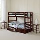 preview thumbnail 1 of 4, Batu Twin Over Twin Bunk Bed, Brown Wood Extendable, 2 Storage Drawers