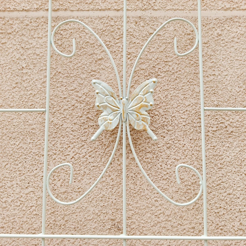 2 Pack Metal Garden Trellis 86.7" x 19.7" Rustproof Trellis for Climbing Plants Outdoor Flower Support Cream - Cream White