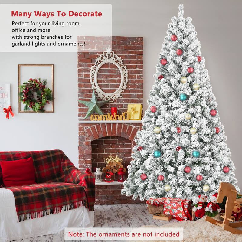 Anmytek 4FT Flocked Christmas Tree – Snowy PVC Artificial Holiday Tree