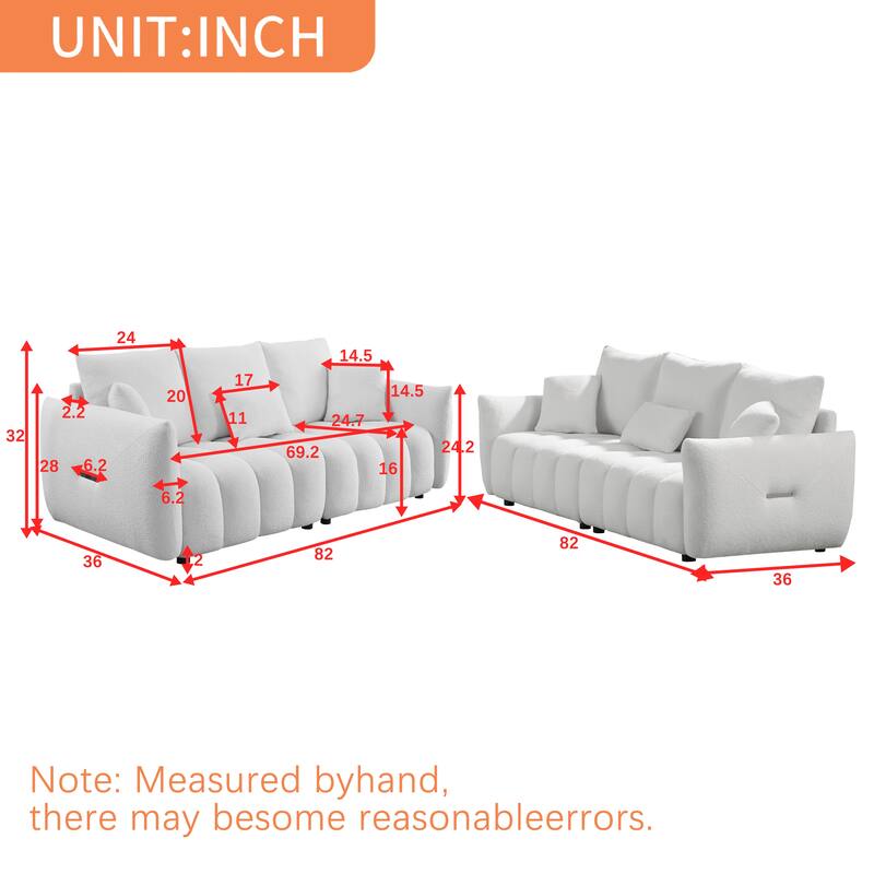 3-Seater + 3-Seater Sofa Combo - Teddy Upholstery for Family Gatherings