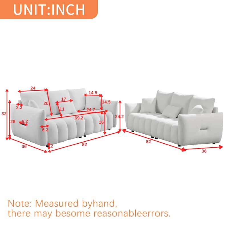 Durable Lounge Couch with Thick Cushions, 6 Pillows, and Chaise for Living Room & Bedroom