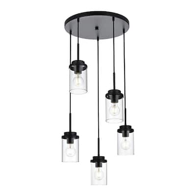 5-light hanging light black chandelier light metal pendant light