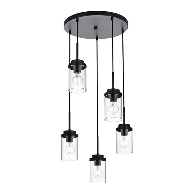 5-light hanging light black chandelier light metal pendant light
