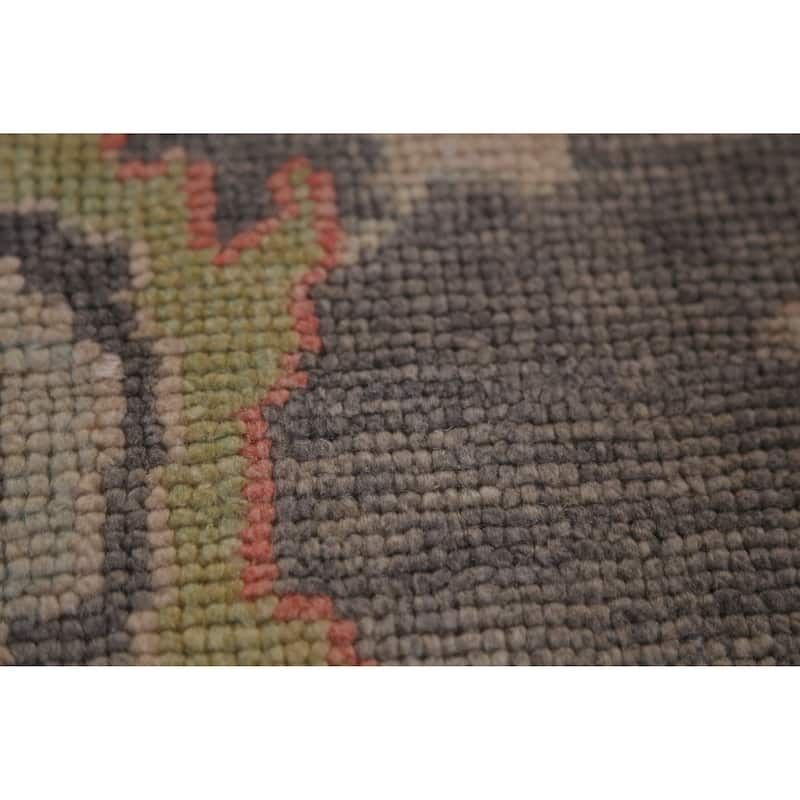 Hand Knotted Oriental 100% Wool Carpet Transitional All-Over Greys & Charcoal Oushak Area Rug - 14' 3'' X 10' 0''