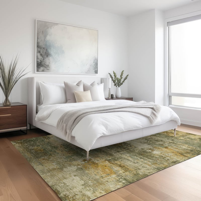 Machine Washable Indoor/ Outdoor Modern Blend Chantille Rug