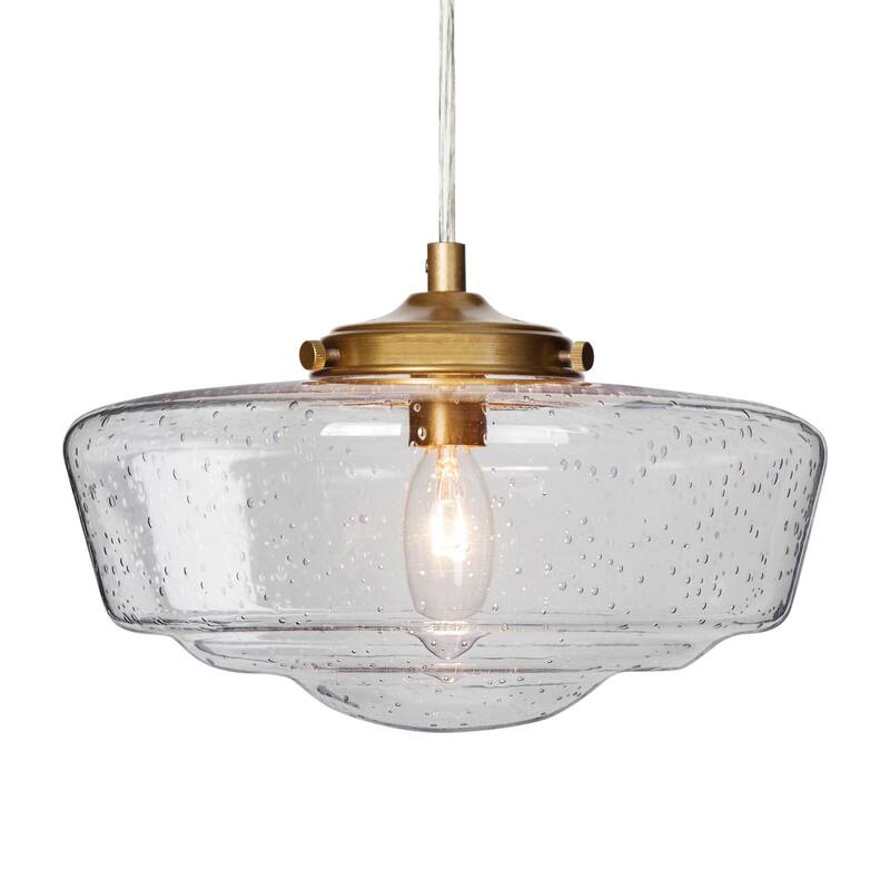 Mid-century Modern 1-light Gold Accent Pendant Farmhouse Globe Glass Linaer Chandelier - 9.5 inches