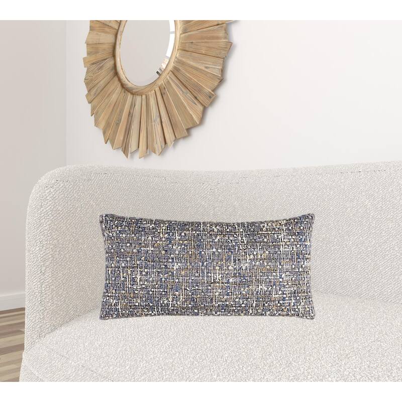Blue Gray Metallic Nubby Textured Lumbar Pillow