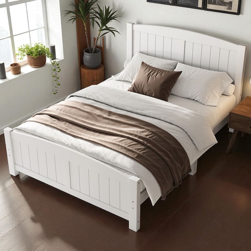 Solid Wood Platform Bed Frame with Support Slats, Strong Structure, No Box Spring Needed Modern Bedroom Furniture