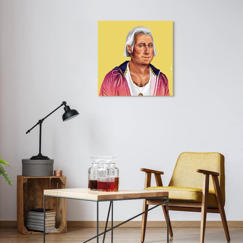Empire Art Direct Hip George Washington Printed Tempered Glass Wall Art - Multi-Color