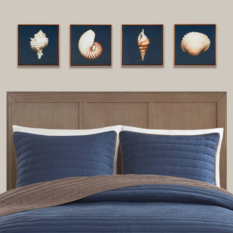 4-piece Framed Canvas Wall Art Set - Blue