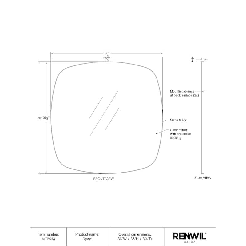 Renwil Sparti Iron Wall Mirror, Matte Black - Matte Black
