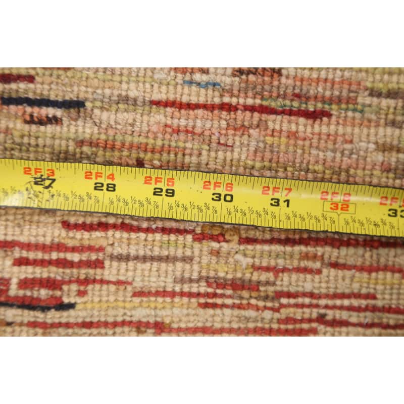Contemporary Gabbeh Kashkoli Striped Area Rug Hand-knotted Wool Carpet - 3'8" x 6'6"